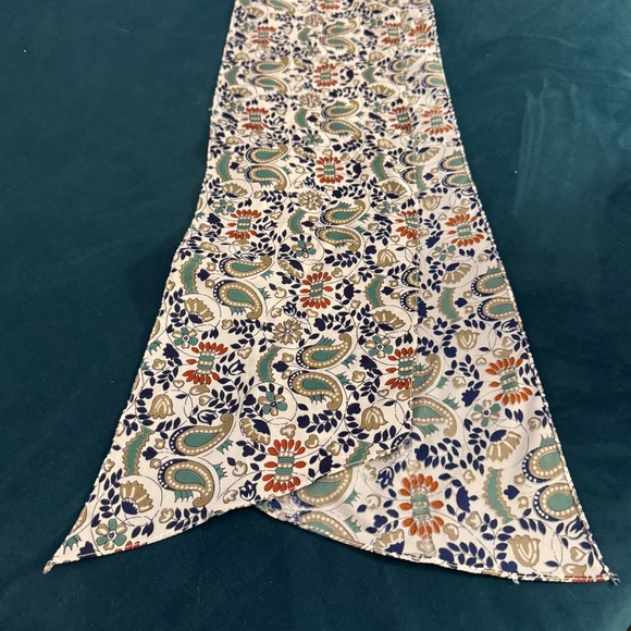 Other - Paisley Floral Scarf Ivory Teal Navy 60" Long‎ Narrow